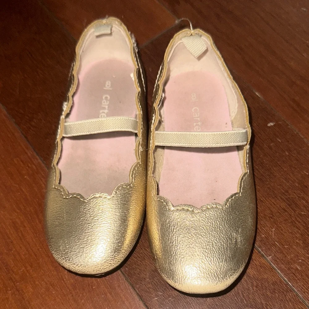 Carter's Gold Girls' Ballet Flats with Elastic Strap